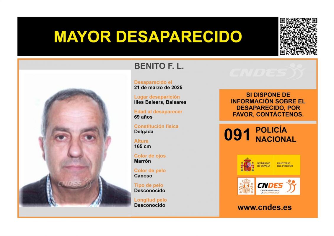 Piden ayuda para localizar a un hombre de 69 años desaparecido en Palma